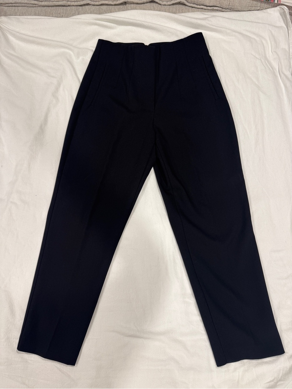 Zara Black High Waist Ankle-Length Tailored Trousers